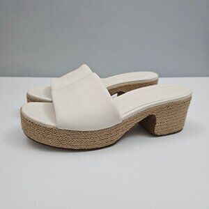 Vince Margo Espadrille Platform Slide Sandal Womens 9 Off White Leather NEW